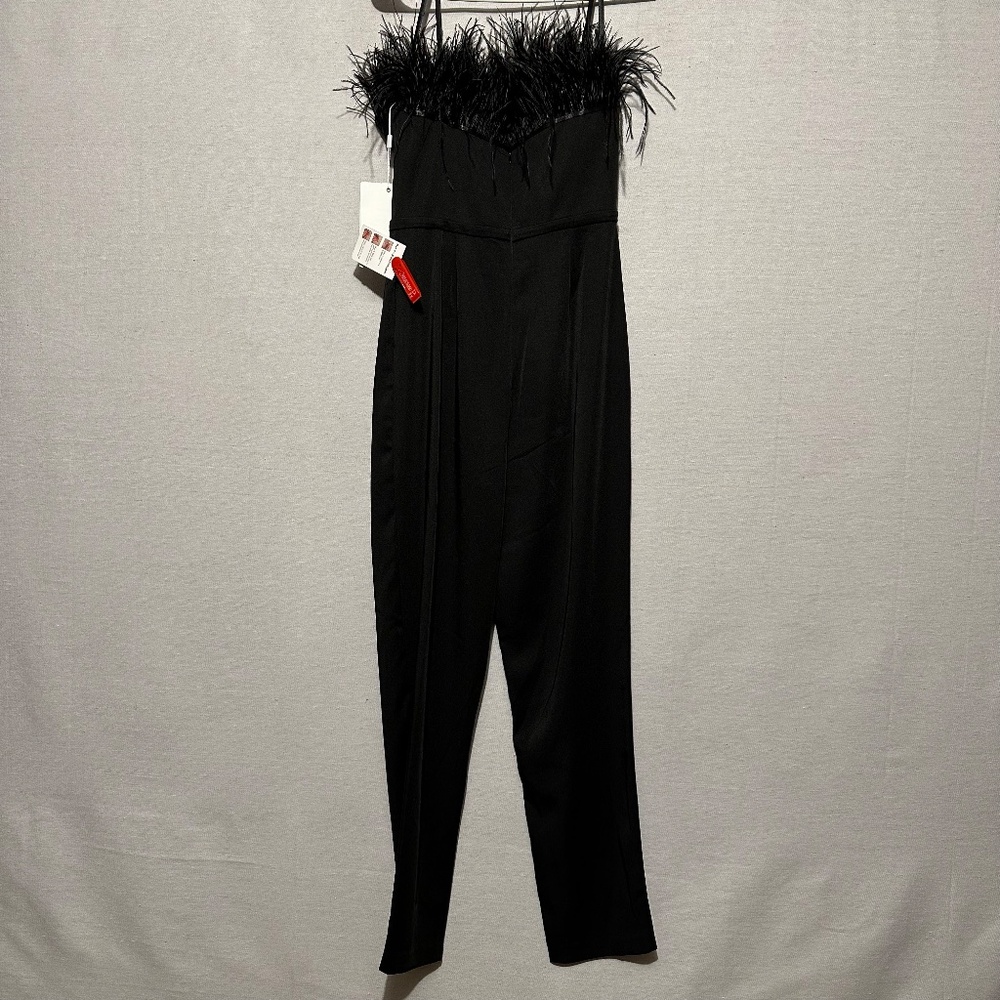 NWT Mac Duggal Feather Neck Strapless Jumpsuit - size 2 - Picture 5 of 7